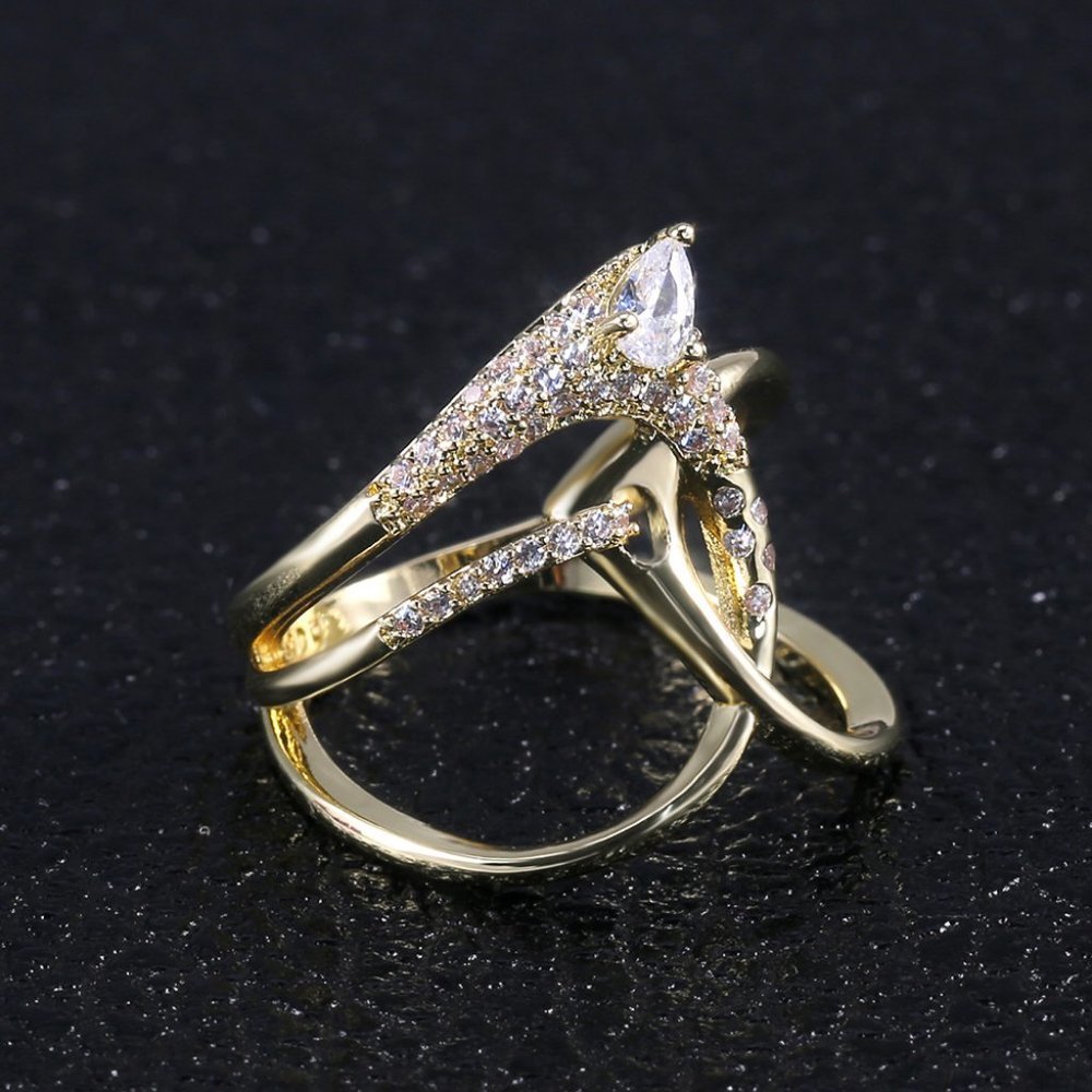 NEW Vintage Gold Diamond Cross Layer Ring - Picture 3 of 5